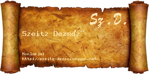 Szeitz Dezső névjegykártya